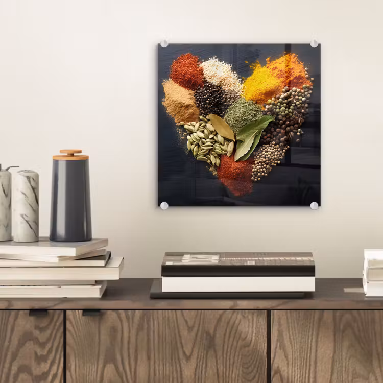 Glas schilderij - Specerijen - Mix - Hartvorm - Zwart — 2