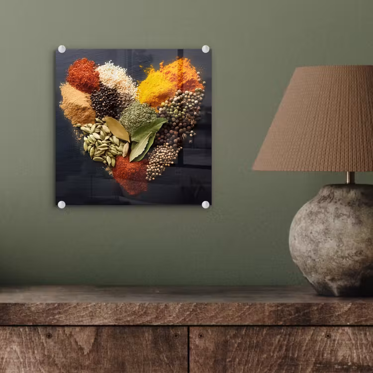 Glas schilderij - Specerijen - Mix - Hartvorm - Zwart — 4
