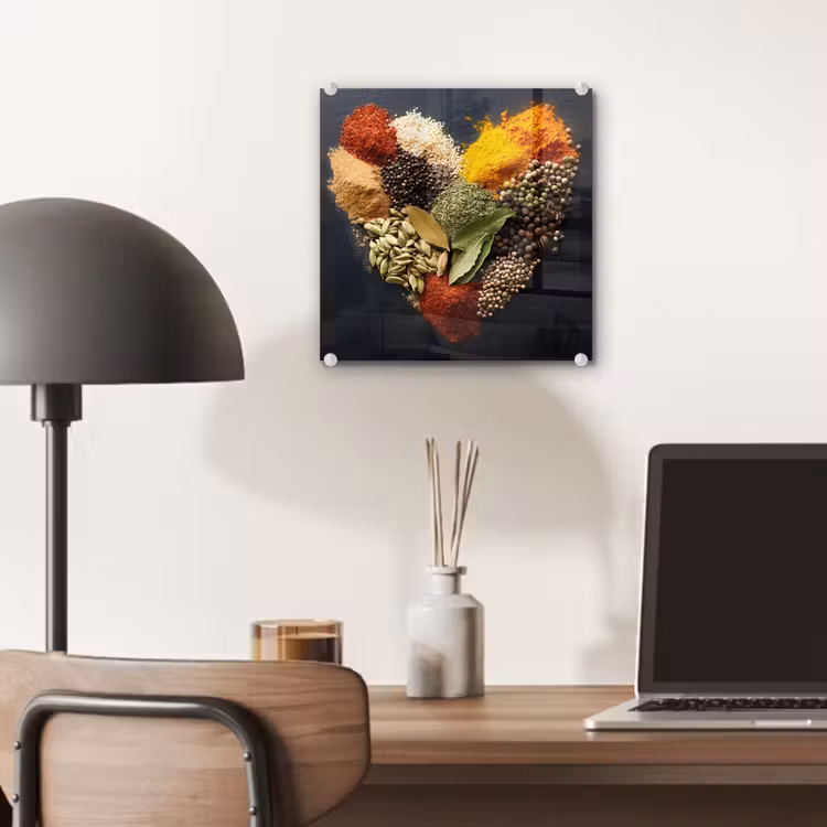 Glas schilderij - Specerijen - Mix - Hartvorm - Zwart — 7