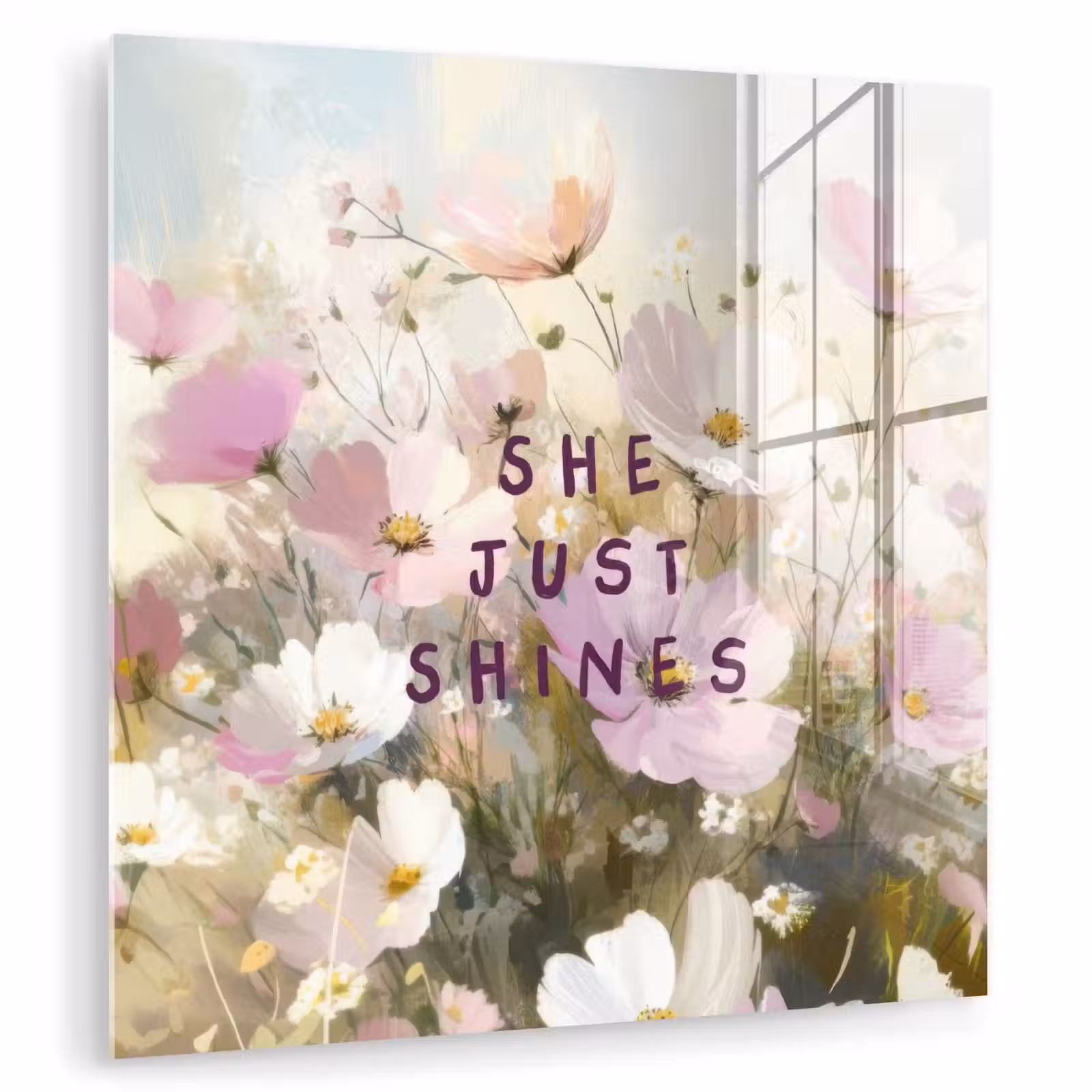 Glas schilderij - Quote - Bloemen - Schilderachtig — 1
