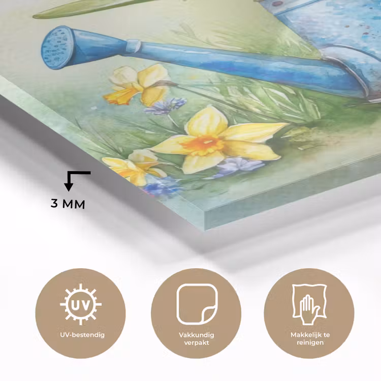 Glas schilderij - Gieter - Lavendel - Bloesems — 3