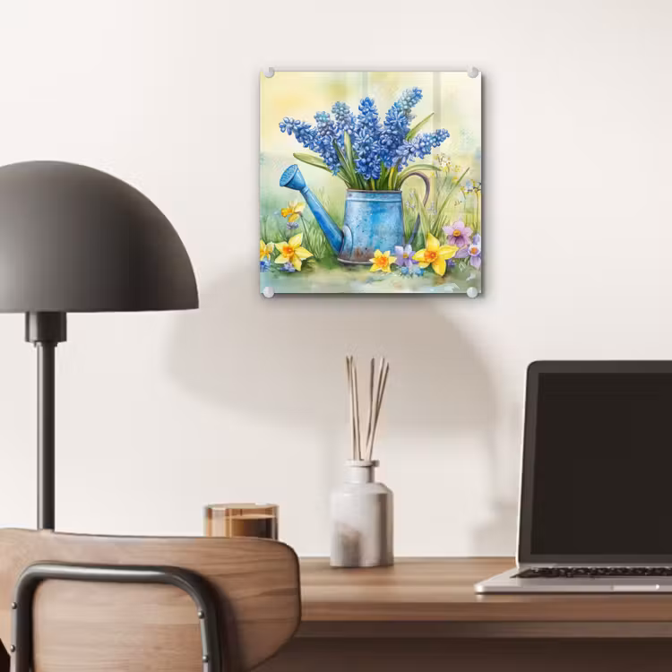 Glas schilderij - Gieter - Lavendel - Bloesems — 7