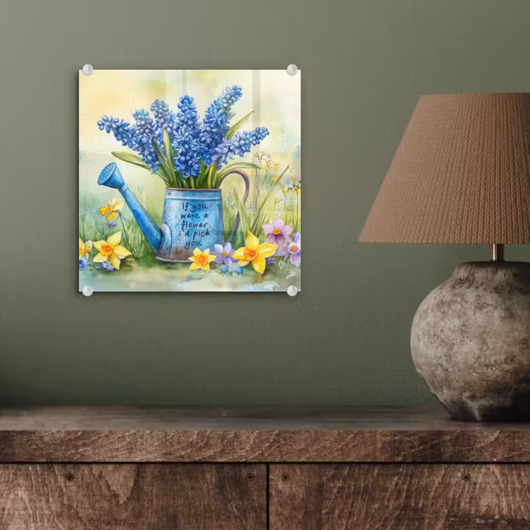 Glas schilderij - Lavendelbloemen - Quote - Gieter — 4
