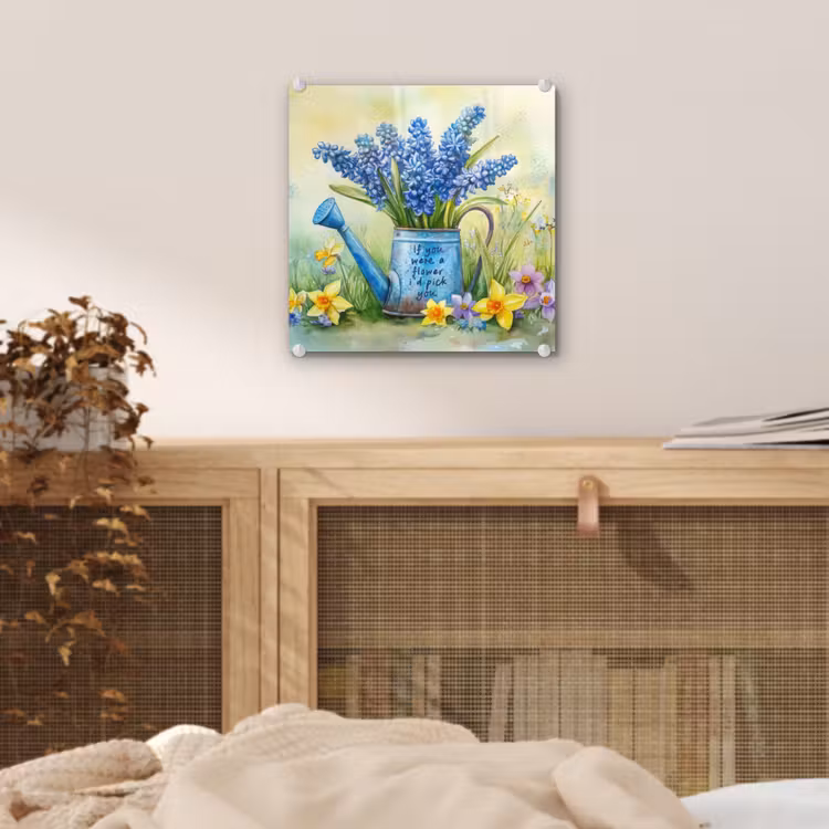 Glas schilderij - Lavendelbloemen - Quote - Gieter — 5