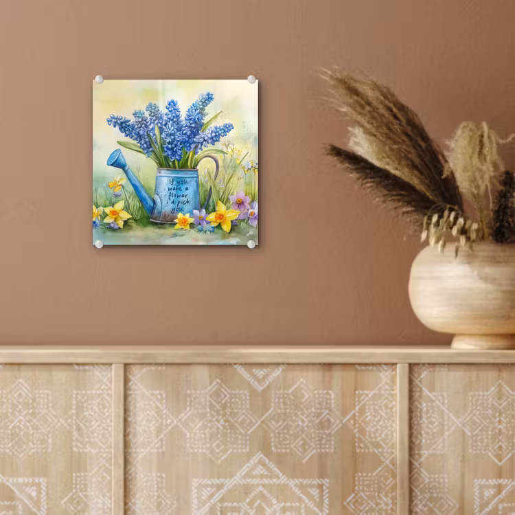Glas schilderij - Lavendelbloemen - Quote - Gieter — 6
