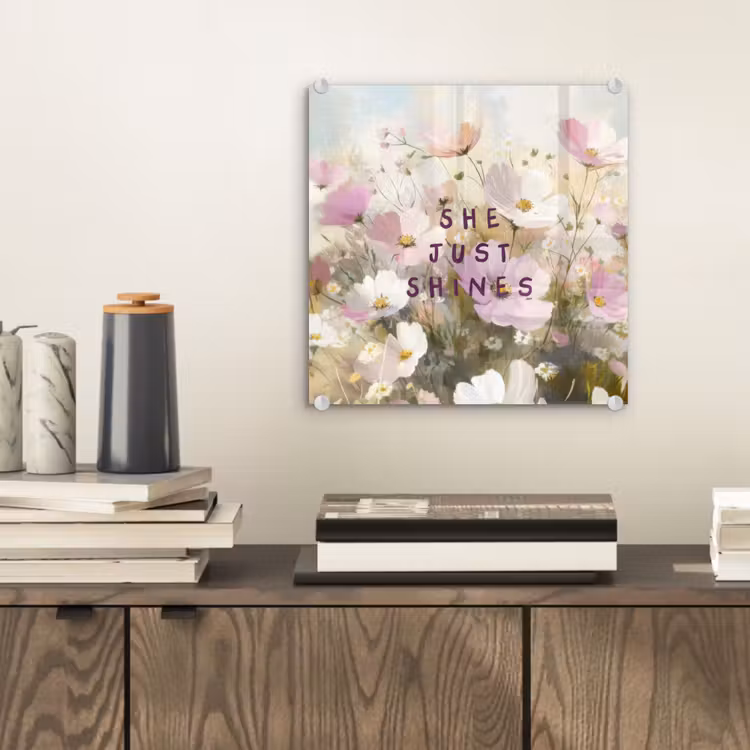 Glas schilderij - Quote - Bloemen - Schilderachtig — 2