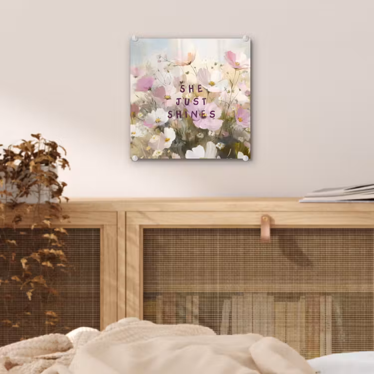 Glas schilderij - Quote - Bloemen - Schilderachtig — 5