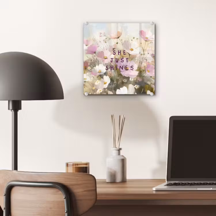 Glas schilderij - Quote - Bloemen - Schilderachtig — 7