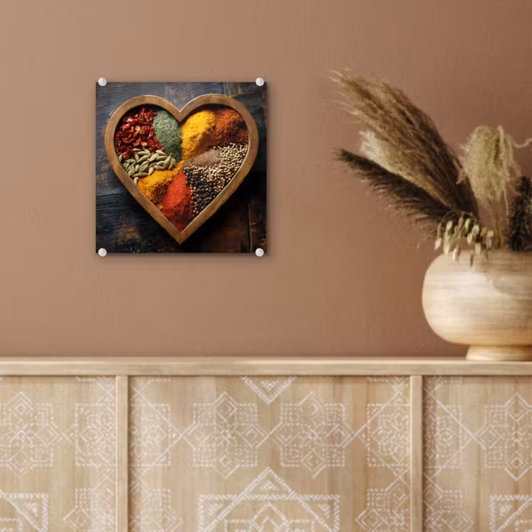 Glas schilderij - Houten - Hart - Kleurrijke - Specerijen — 6