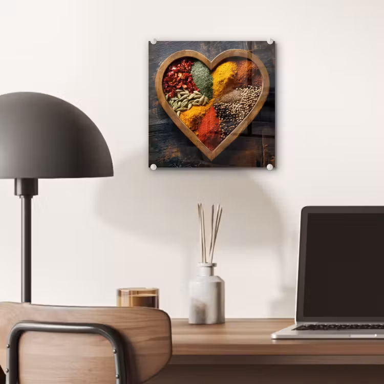 Glas schilderij - Houten - Hart - Kleurrijke - Specerijen — 7