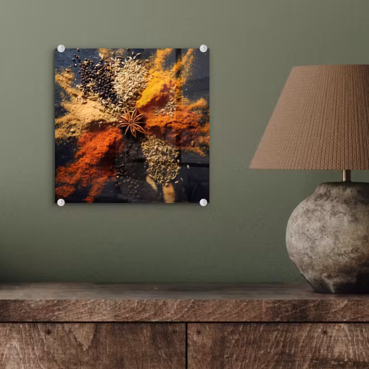 Glas schilderij - Specerijen - Explosie - Oranje — 4