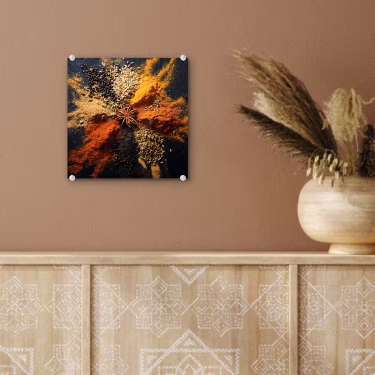 Glas schilderij - Specerijen - Explosie - Oranje — 6