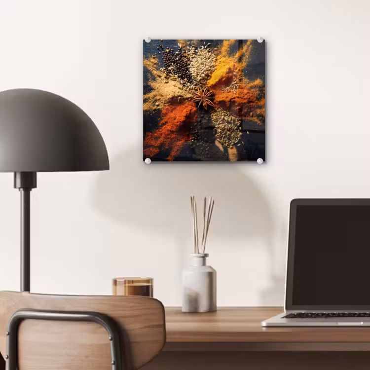 Glas schilderij - Specerijen - Explosie - Oranje — 7