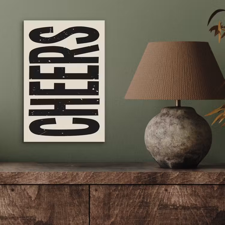 Aluminium schilderij - Cheers - Japandi - Zwart - Letters — 3