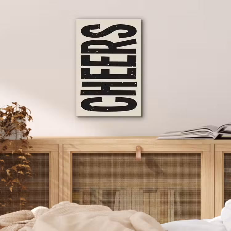 Aluminium schilderij - Cheers - Japandi - Zwart - Letters — 4