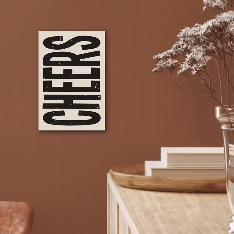 Aluminium schilderij - Cheers - Japandi - Zwart - Letters — 5