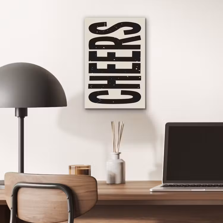 Aluminium schilderij - Cheers - Japandi - Zwart - Letters — 6