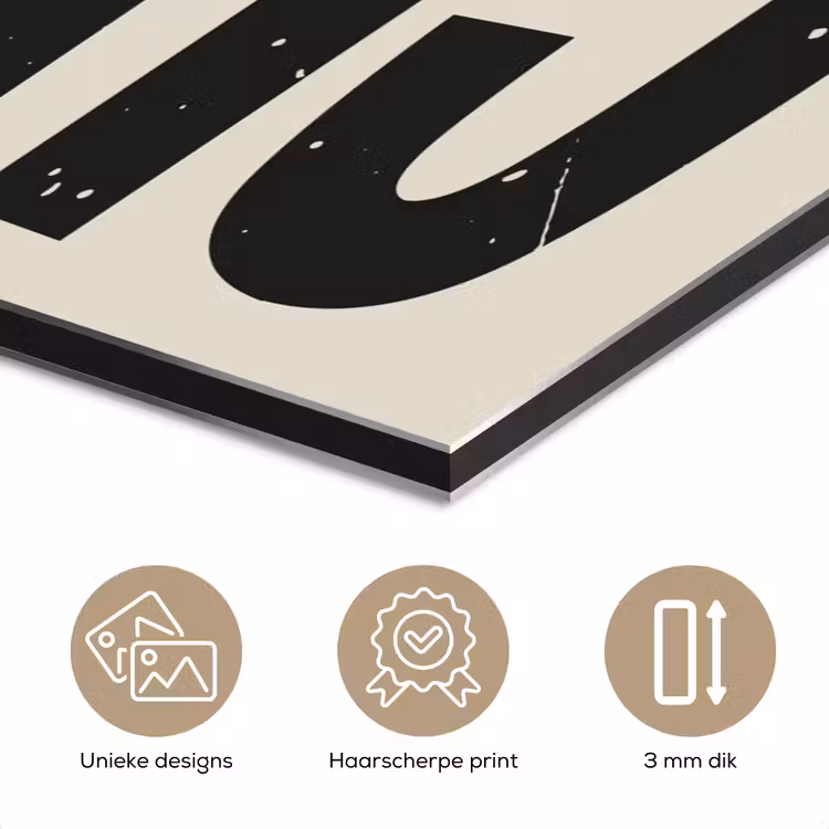 Aluminium schilderij - Cheers - Japandi - Zwart - Letters — 7