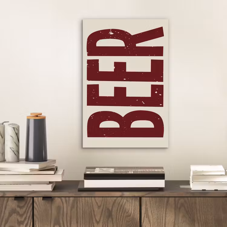 Aluminium schilderij - Japandi - Beer - Red - Retro — 2