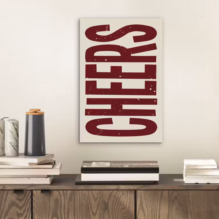 Aluminium schilderij - Red - Cheers - Decoratie - Beige — 2