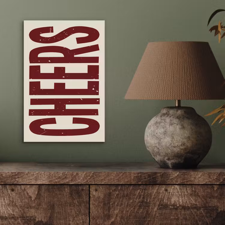 Aluminium schilderij - Red - Cheers - Decoratie - Beige — 3