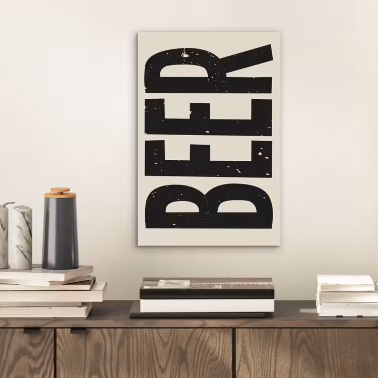 Aluminium schilderij - Beer - Vintage - Zwart - Beige — 2