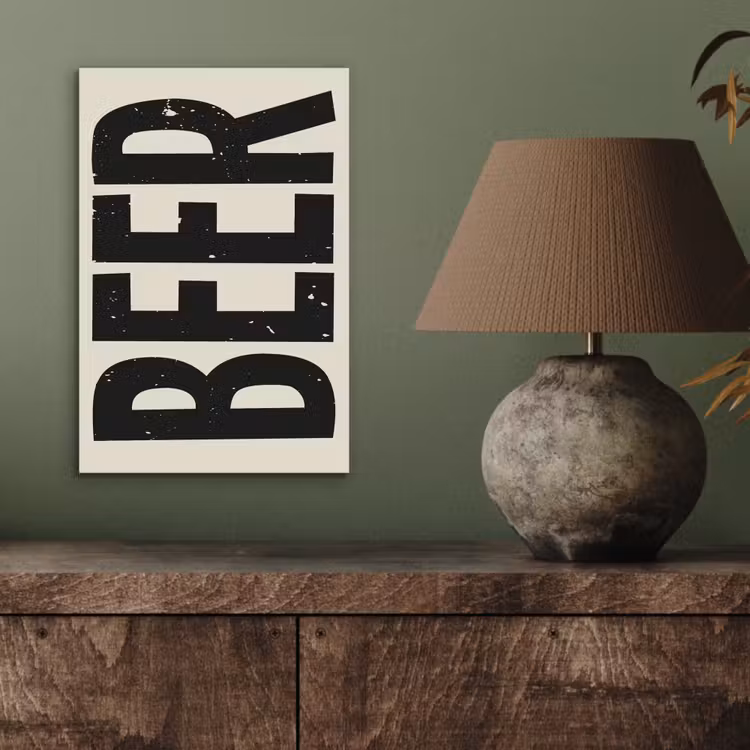 Aluminium schilderij - Beer - Vintage - Zwart - Beige — 3