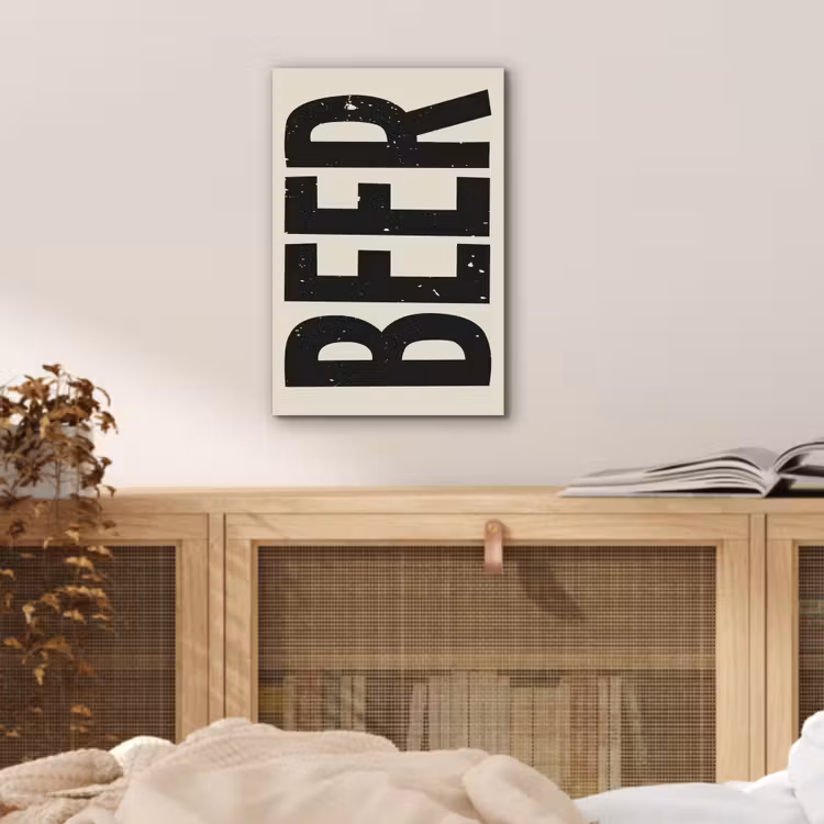 Aluminium schilderij - Beer - Vintage - Zwart - Beige — 4