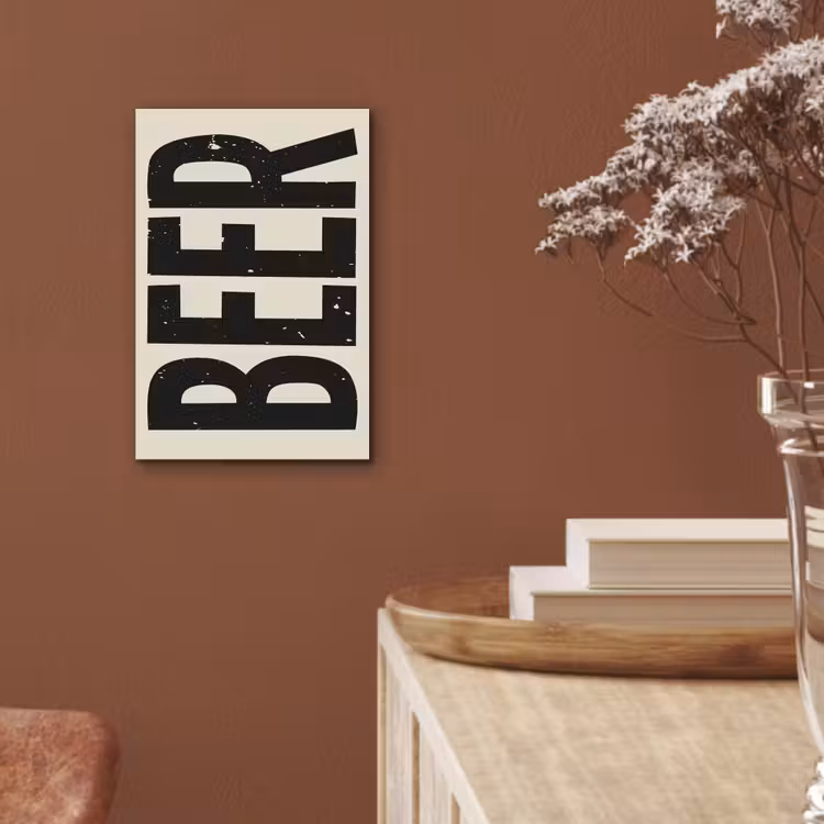 Aluminium schilderij - Beer - Vintage - Zwart - Beige — 5