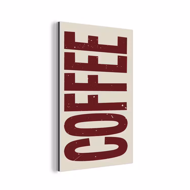 Aluminium schilderij - Koffie -Japandi - Rood - Vintage — 1