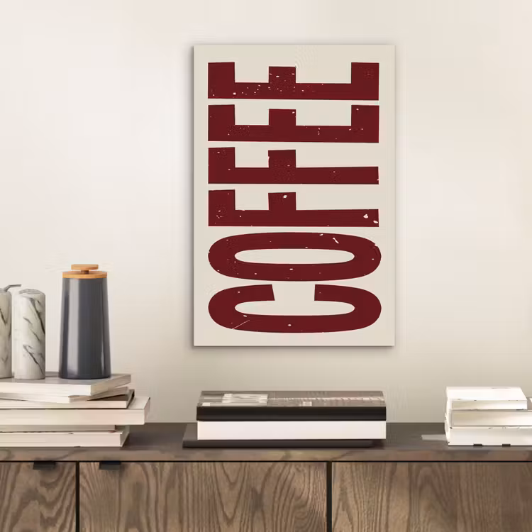 Aluminium schilderij - Koffie -Japandi - Rood - Vintage — 2