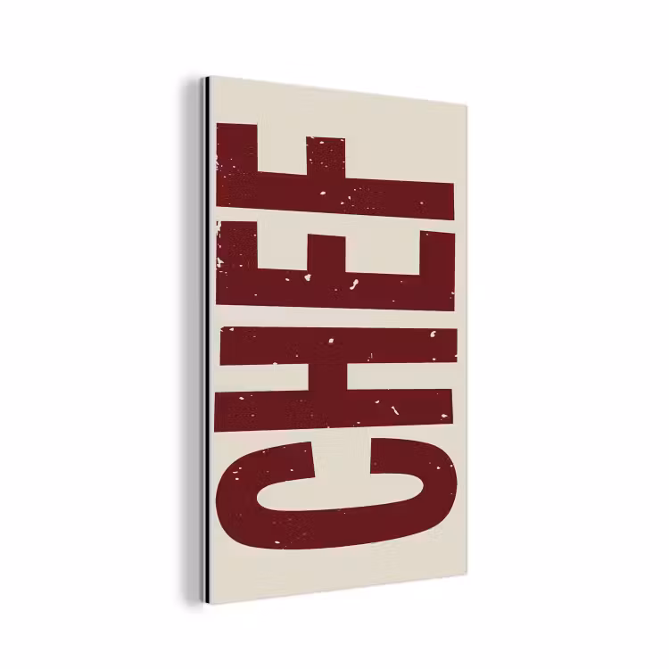 Aluminium schilderij - Chef - Rood - Japandi - Vintage — 1