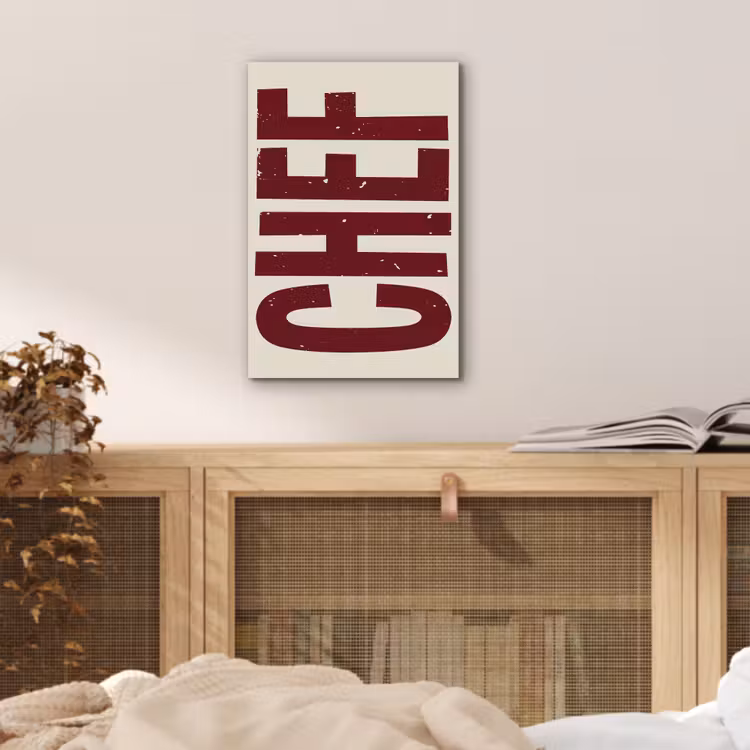 Aluminium schilderij - Chef - Rood - Japandi - Vintage — 4