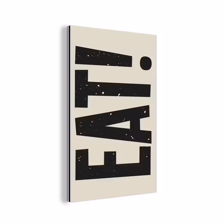 Aluminium schilderij - Eten - zwart - Japandi - Wit — 1