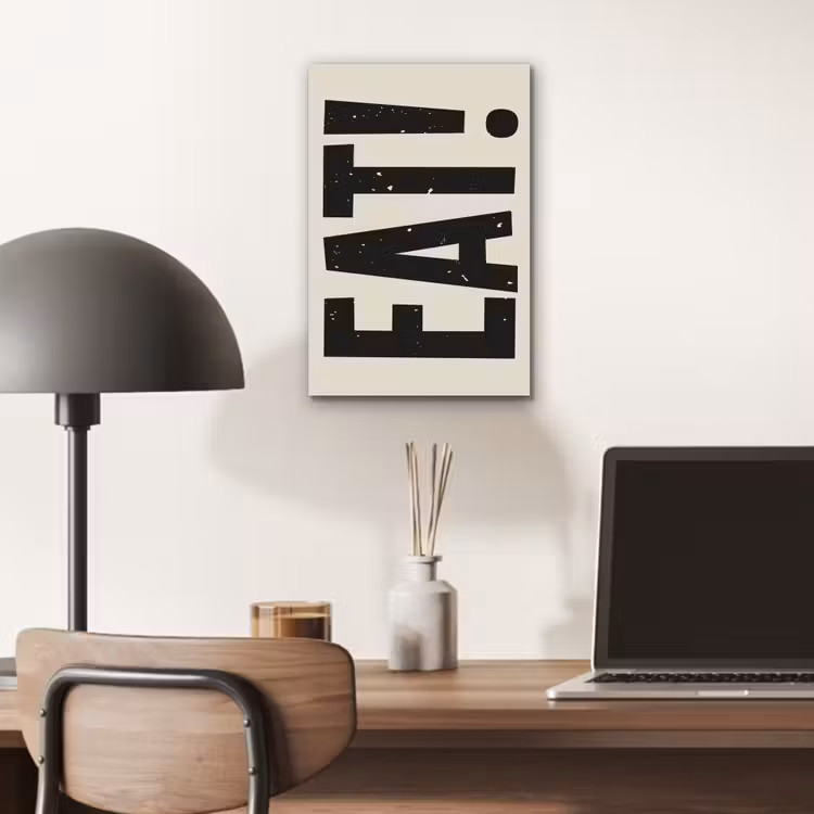 Aluminium schilderij - Eten - zwart - Japandi - Wit — 6