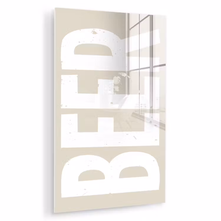 Glas schilderij - Beer - Japandi - Beige - Decoratie — 1