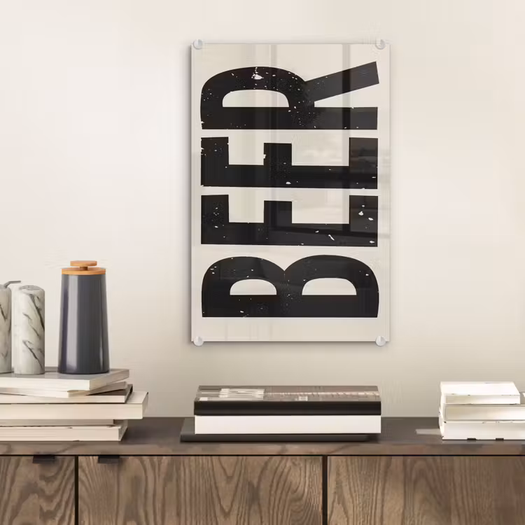 Glas schilderij - Beer - Vintage - Zwart - Beige — 2