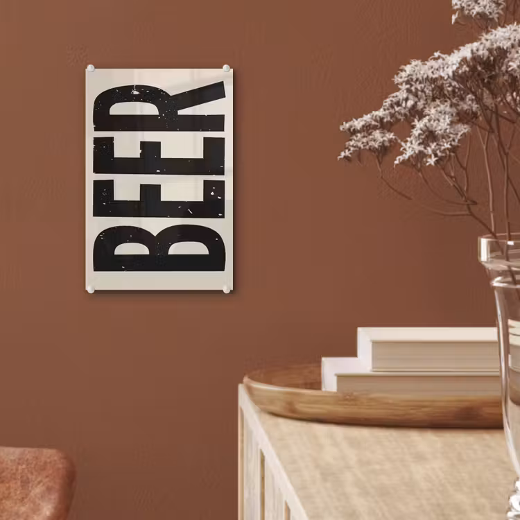 Glas schilderij - Beer - Vintage - Zwart - Beige — 6