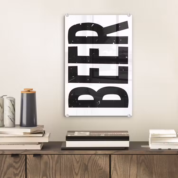 Glas schilderij - Bier - Japandi - Decoratie - Zwart — 2