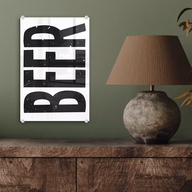 Glas schilderij - Bier - Japandi - Decoratie - Zwart — 4