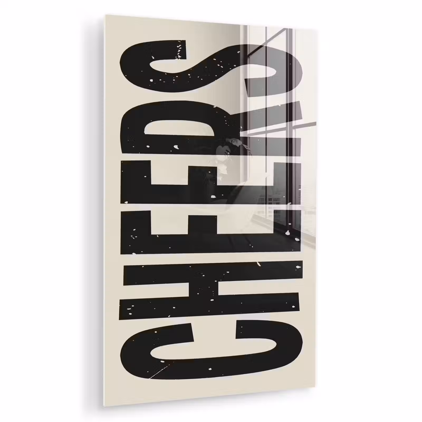 Glas schilderij - Cheers - Japandi - Zwart - Letters — 1