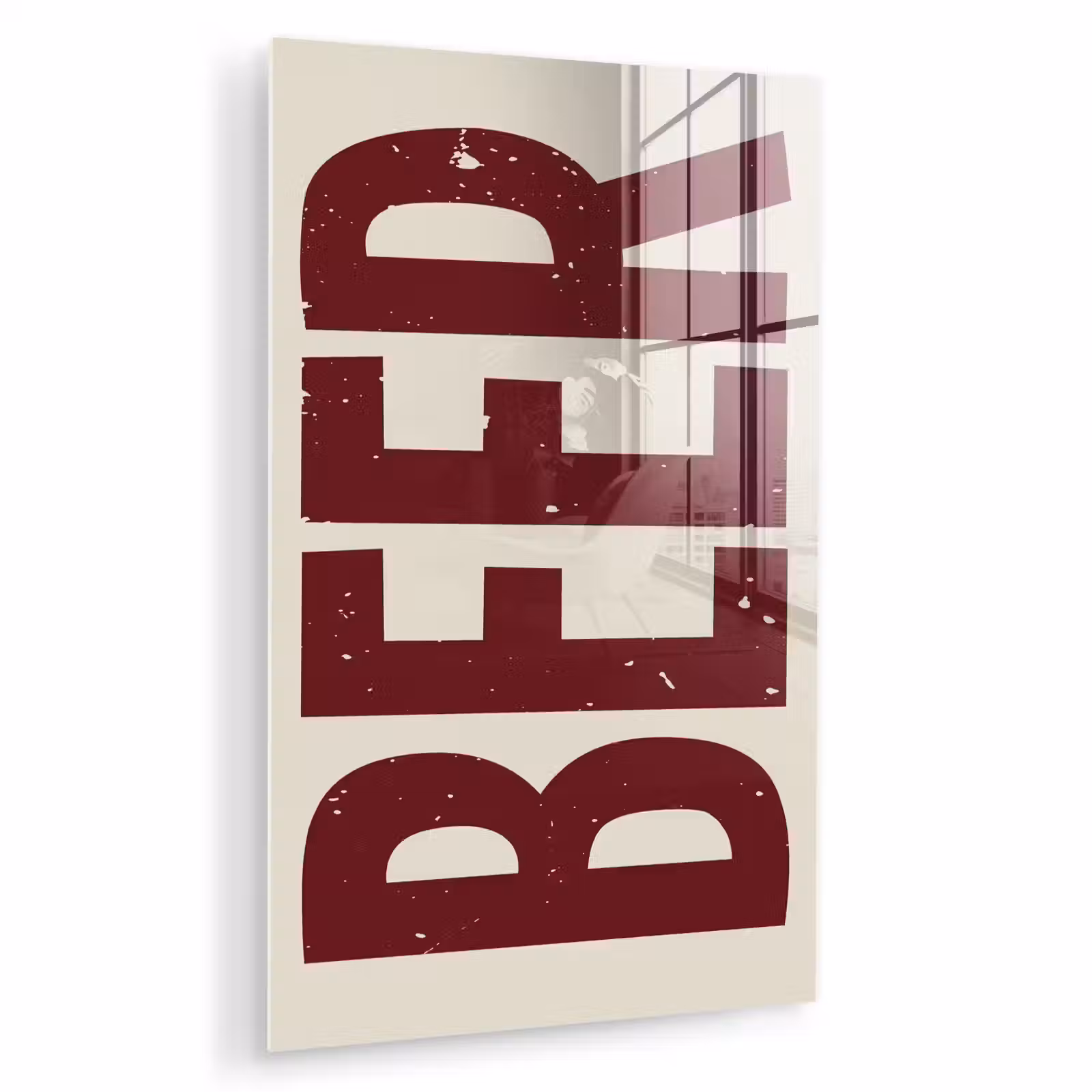 Glas schilderij - Japandi - Beer - Red - Retro — 1