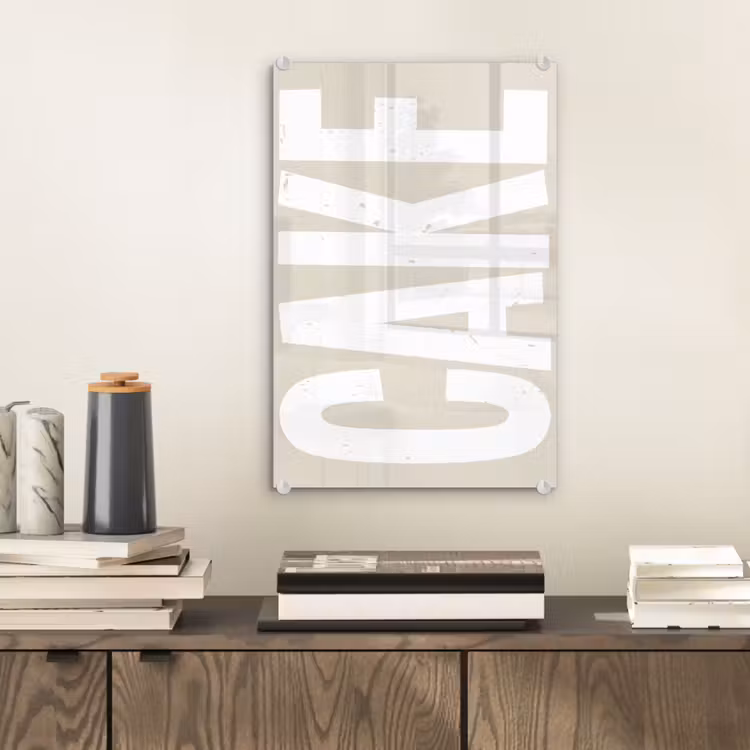 Glas schilderij - Cake - Woord - Japandi - Wit — 2