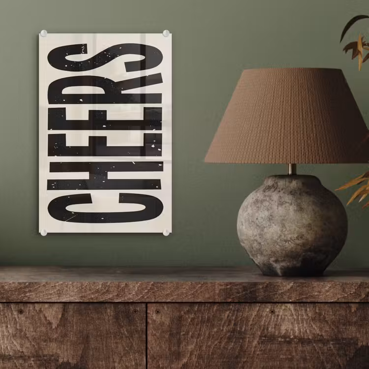 Glas schilderij - Cheers - Japandi - Zwart - Letters — 4
