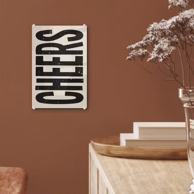 Glas schilderij - Cheers - Japandi - Zwart - Letters — 6