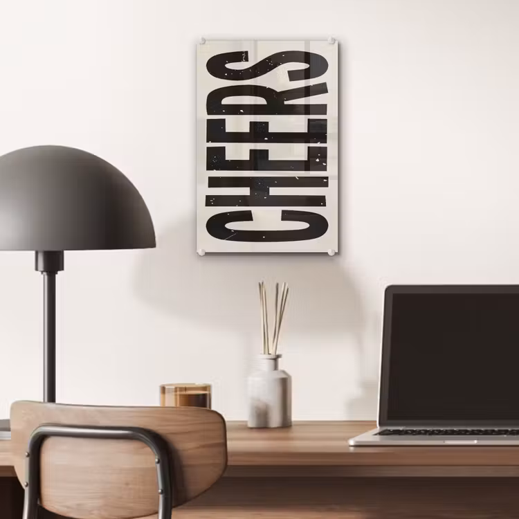 Glas schilderij - Cheers - Japandi - Zwart - Letters — 7