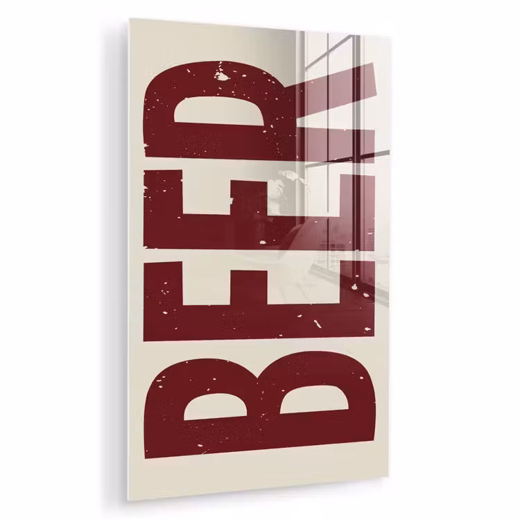 Glas schilderij - Japandi - Beer - Red - Retro — 1