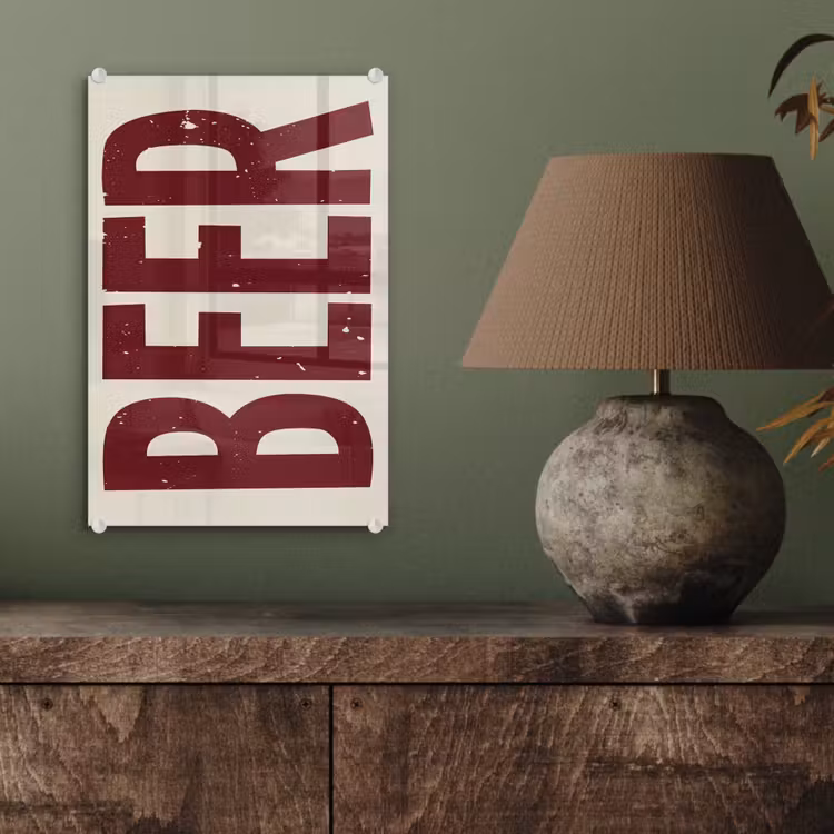 Glas schilderij - Japandi - Beer - Red - Retro — 4