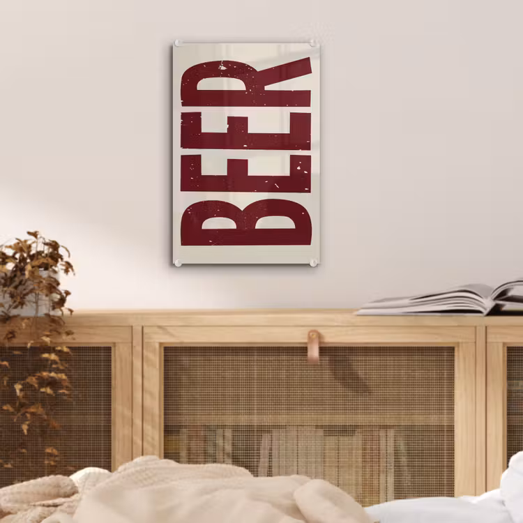 Glas schilderij - Japandi - Beer - Red - Retro — 5