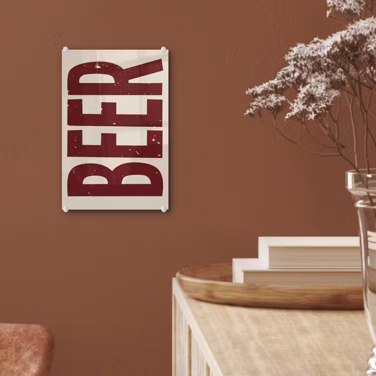 Glas schilderij - Japandi - Beer - Red - Retro — 6